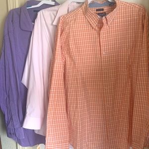 Lot-3 Mens 18 34/35 Dress Shirts XXL Wrinkle Free:Van Heusen,Chapps, Perry Ellis